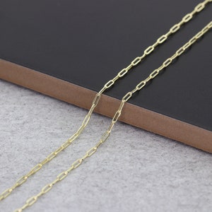 14k Yellow Gold Mini Paperclip Necklace | Paper Clip Necklace | Layering Necklace | Real Gold Necklace | Paper Clip Link Chain Necklace bild 6