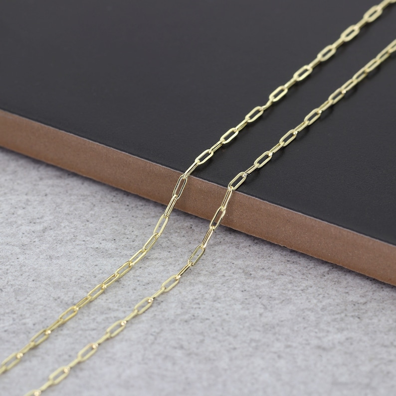 14k Yellow Gold Mini Paperclip Necklace | Paper Clip Necklace | Layering Necklace | Real Gold Necklace | Paper Clip Link Chain Necklace bild 6
