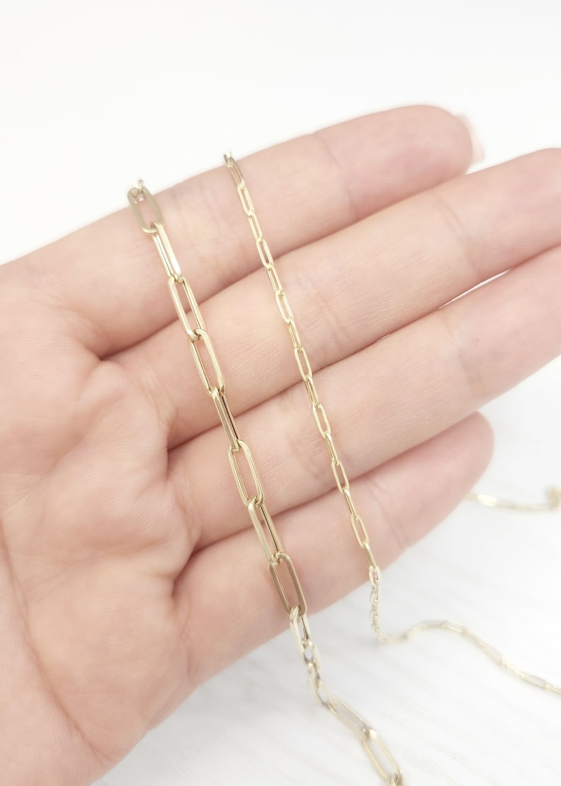 14k Yellow Gold Mini Paperclip Necklace | Paper Clip Necklace | Layering Necklace | Real Gold Necklace | Paper Clip Link Chain Necklace bild 9