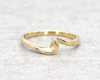 14k Freeform Band | Real Gold Curved Band | Bridal Ring | Wedding Band | Friend Gift | Stackable Ring | Everyday Ring | White Gold Ring