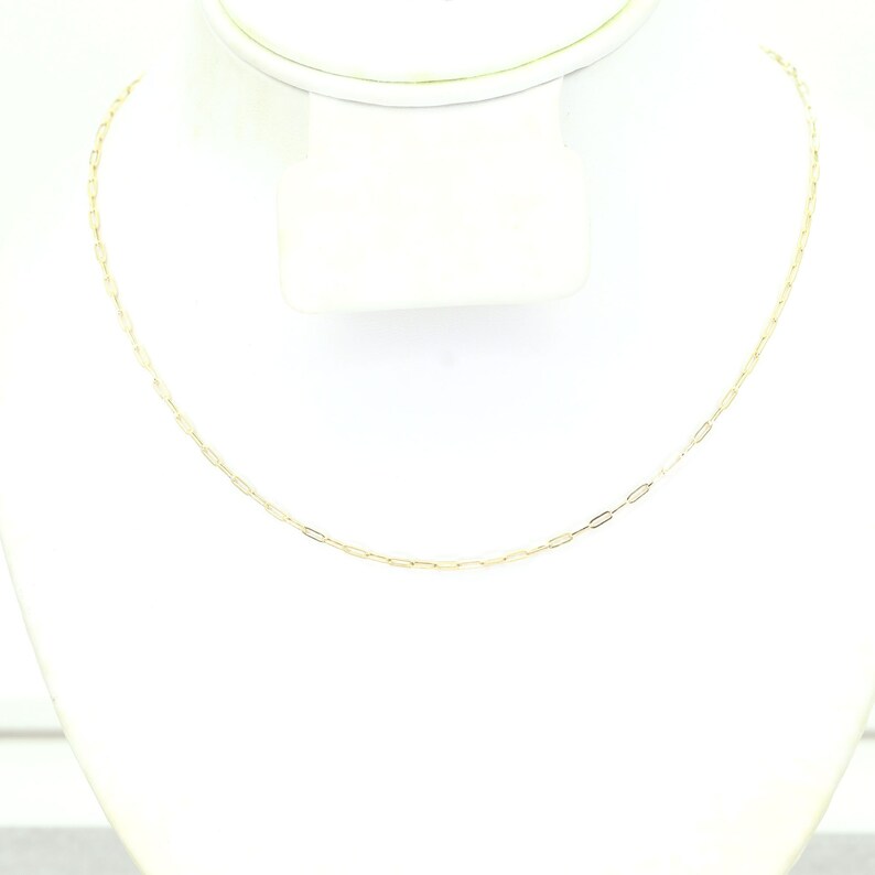 14k Yellow Gold Mini Paperclip Necklace | Paper Clip Necklace | Layering Necklace | Real Gold Necklace | Paper Clip Link Chain Necklace bild 8