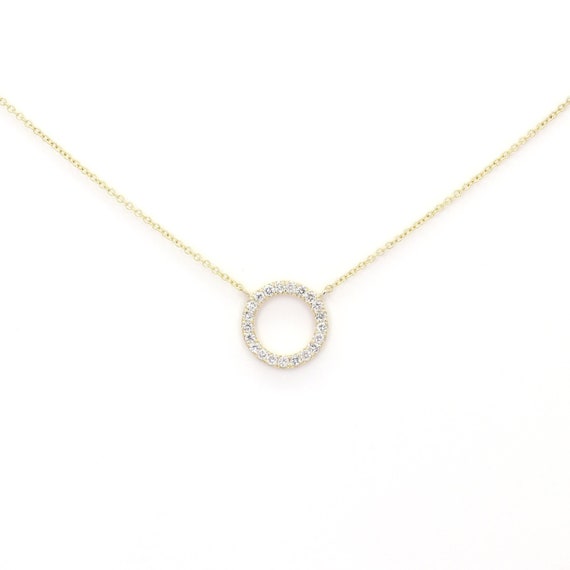 14k Tiny Round Diamond Necklace Natural Diamond Necklace