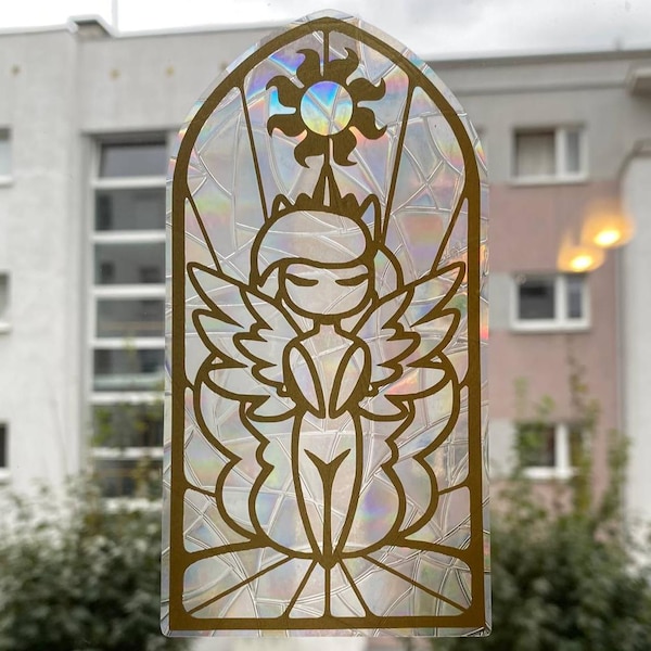 MLP Suncatcher | Princess Celestia Satined Glass Suncatcher Sticker Rainbow Foil