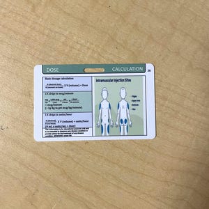 Nurse Badge Card: SBAR, IV Dose Calculation - Med/Surg Cheat Sheet