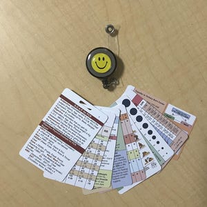9 set EMT/First Responder/ems/Paramedic/Nurse Vertical Badge Card Set - ems school, emt, nursing student Reference Badge Pocket  9 cards set