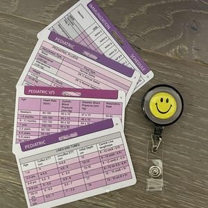 Pediatric Nursing Reference Cards: Vital Signs Badge, Set of 4