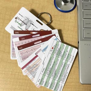 Tele Nurse ICU Badge Card Set: EKG, Cardiac Drip, Lab Values + PDF Study Guide