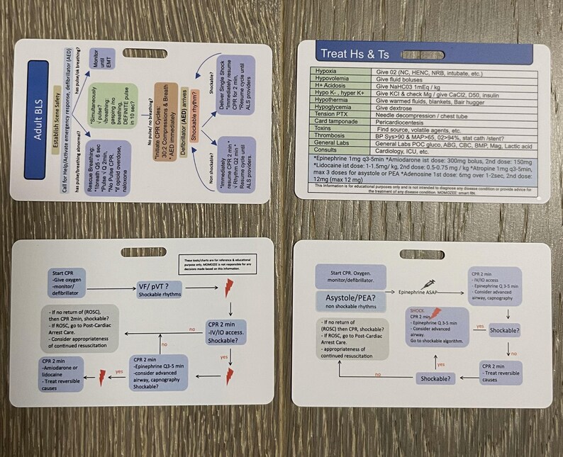 ACLS Code Blue Badge Card: EKG Rhythms Cheat Sheet (PDF) - Etsy