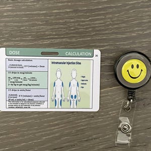 SBAR, IV dose calculation Nurse reference badge card - nursing school student, med/surg nurses cheat sheet, clinicals - 1 card (both sided)
