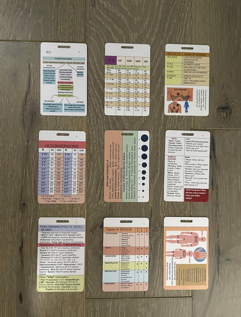 EMT Reference Badge Card Set: EMS, Paramedic, First Responder Cheat ...
