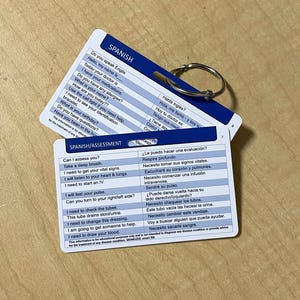 Spanish Hospital Terminology Badge Cards - Healthcare Spanish Reference cards, Medical Spanish Reference for doctor, nurses, EMT, paramedic