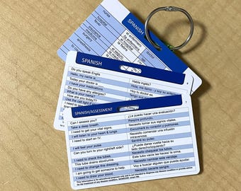 Spanish Healthcare Badge Cards: Hospital Terminology, Patient Assessment (3 Cards)
