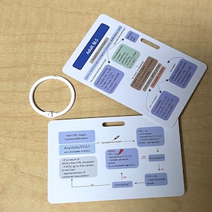 ACLS Badge Card: BLS Reference, CPR Flowchart, Emergency Medications