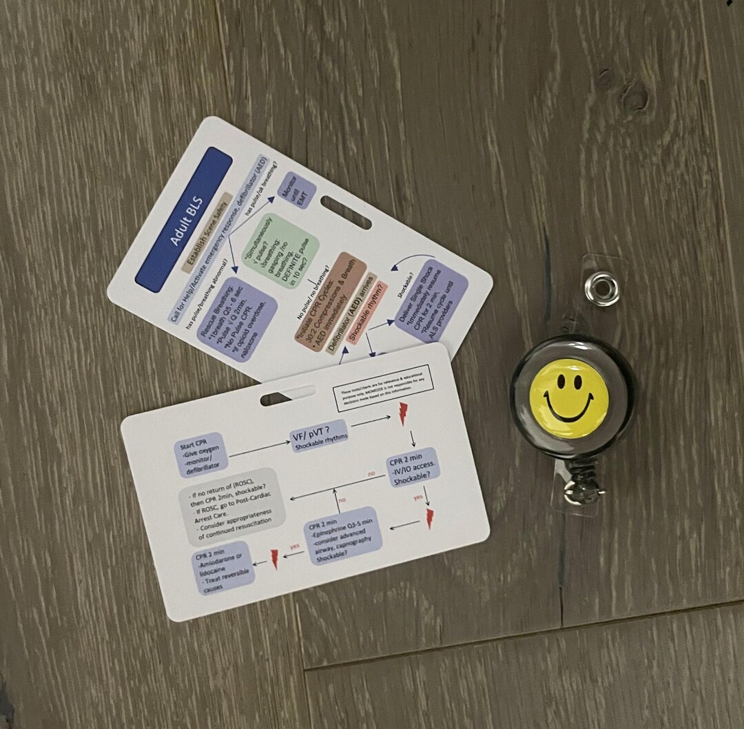 ACLS BLS CPR Badge Cards: Double-sided Medical Reference - Etsy