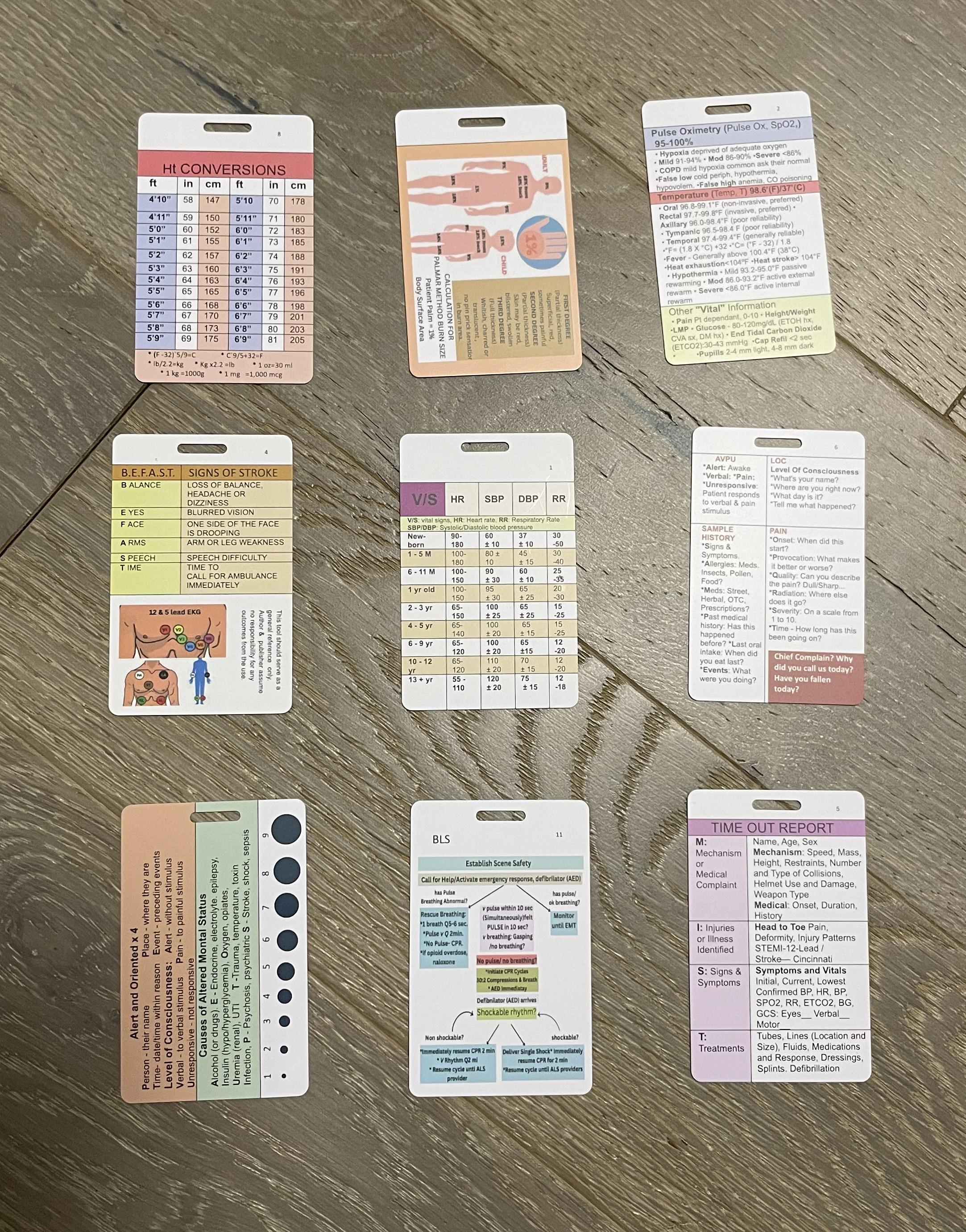 EMT Reference Badge 9 Card Set: EMS, Paramedic, EMS Student, Emt School ...