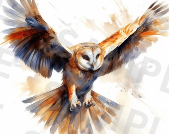 5 Barn Owl Clipart, Snow Owl Clipart, Cute Owl, Digital Clipart, Watercolor clipart, High Quality PNG, Printable clipart, Digital Download