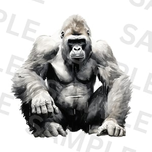 Gorilla Png, Gorilla Png for Sublimation Design, Watercolor Gorilla Png, Gorilla Clipart, Gorilla Portrait Png, Animal Png, Digital Download