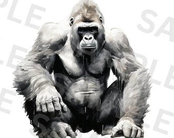 Gorilla Png, Gorilla Png for Sublimation Design, Watercolor Gorilla Png, Gorilla Clipart, Gorilla Portrait Png, Animal Png, Digital Download