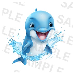 Cute Dolphin Clipart, Cute Dolphin PNG, Transparent PNG Animal Lover Print, Clip Art Design, DIY Printable Sublimation Tshirt, Mug