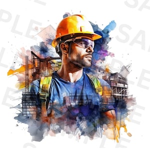Construction Worker PNG Sublimation Design, Construction Clipart Design, Instant Download, Hard Working Man, Construction Logo, Scrapbook