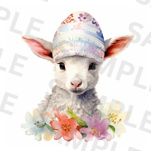 5 Baby Lamb Easter Clipart, Baby Lamb Nursery PNG, Printable Watercolor Clipart, High Quality PNGs, Instant Download, Scrapbook Images