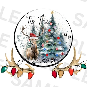 Caza de ciervos de Navidad PNG, Descarga digital, PNG de ciervos de Navidad, Sublimación de ciervos PNG, Sublimación de Navidad, Caza de ciervos png