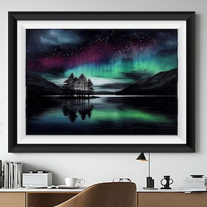 Aurora Borealis Printable Art - Northern Lights Wall Art Digital Download for Home Decor
