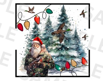 Camo Santa PNG, Santa Entenjagd PNG, digitaler Download, Weihnachtsentenjagd PNG, Stockentenentensublimation, Weihnachtssublimation
