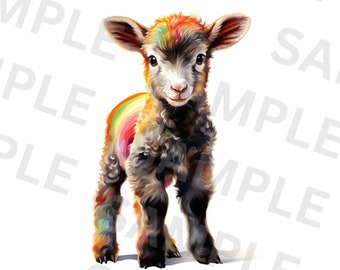 5 Easter Lamb Clipart, Easter Lamb PNG, Printable Watercolor Clipart, High Quality PNGs, Instant Download, Scrapbooking, Baby Lamb PNG