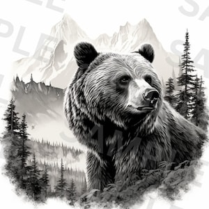 5 conjunto de clipart de urso marrom, urso marrom PNG, clipart de urso do Alasca, clipart aquarela imprimível, download instantâneo, PNGs de urso pardo de alta qualidade