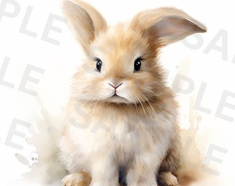 Bunny Clipart, Rabbit Clipart, Printable Watercolor clipart, 5 High Quality PNGs, Digital Download, Paper Craft, Scrapbooking