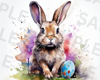 5 Easter Bunny Clipart Bundle, Rabbit Clipart, Printable Watercolor clipart, High Quality PNGs, Instant Download, Scrapbooking, Paper craft