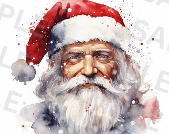 5 Christmas Santa Claus Clipart, Printable Watercolor clipart, High Quality PNG, Digital download, Paper crafts, Scrapbooking