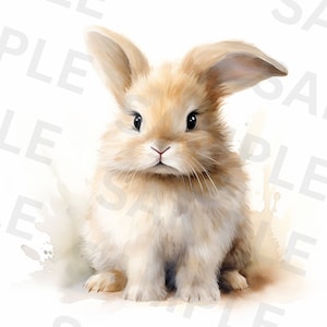 Bunny Clipart, Rabbit Clipart, Printable Watercolor clipart, 5 High Quality PNGs, Digital Download, Paper Craft, Scrapbooking
