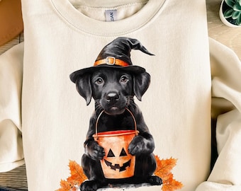 Halloween Black Lab Png, Sublimation Design, Dog Halloween PNG, Black Lab Puppy Png, Black Labrador Clipart, Trick or Treat Png, Png Design