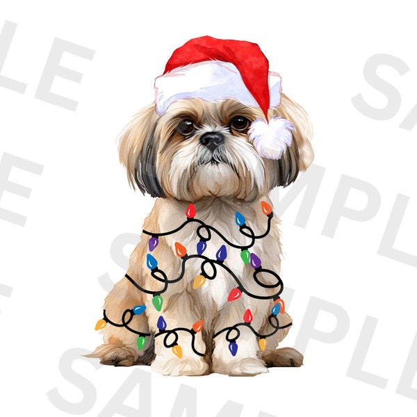 Christmas Shih Tzu Png, Dog PNG Sublimation Design, Christmas Animal Png, Merry Christmas Png, Happy Christmas PNG, Digital Download