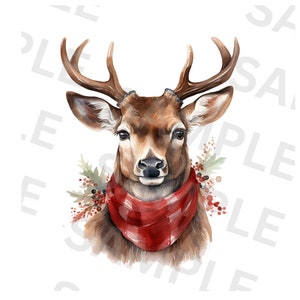 Clipart PNG transparente de ciervo de Navidad, diseño de dibujos animados para niños/adultos, sublimación imprimible, comercial, clip art de animales mágicos