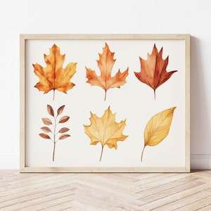 Minimalistische Herbst Blätter druckbare Kunst - Aquarell Herbst Wand Dekoration für moderne oder neutrale Häuser, digitaler Download