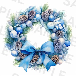 5 Christmas Wreath Clipart, Digital Clipart, Watercolor Clipart, High Quality PNGs, Digital Download, Printable Clipart, Scrapbooking