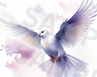 5 White Dove Clipart, Peace Dove, Printable Watercolor clipart, High Quality PNGs, Digital download, Paper craft, Scrapbooking Junk Journals