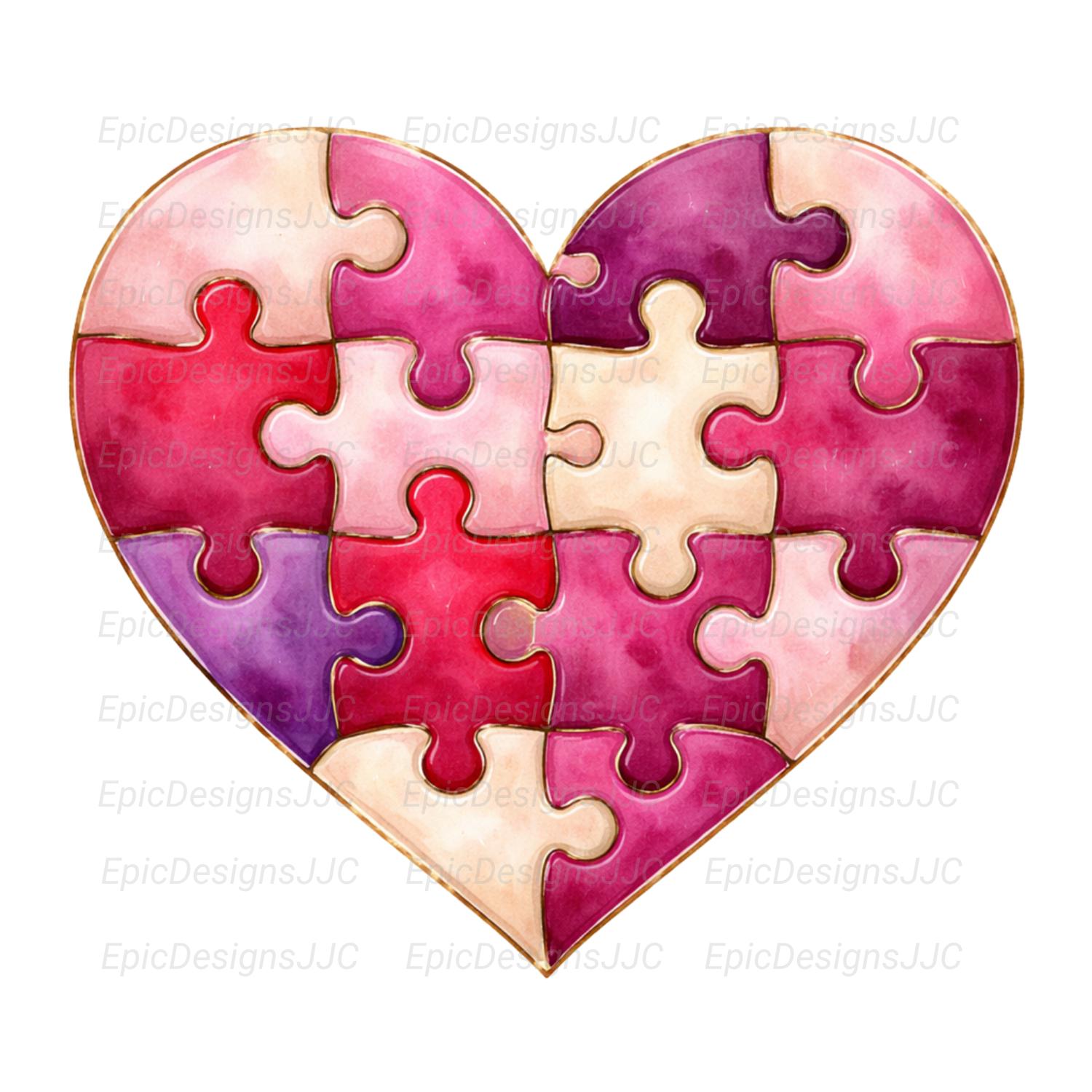 Lot De 10 Puzzles En Forme De Cœur – 16,5x16,5 Cm, 10 Pièces Chacun – Blancs à Colorier, Activité Créative