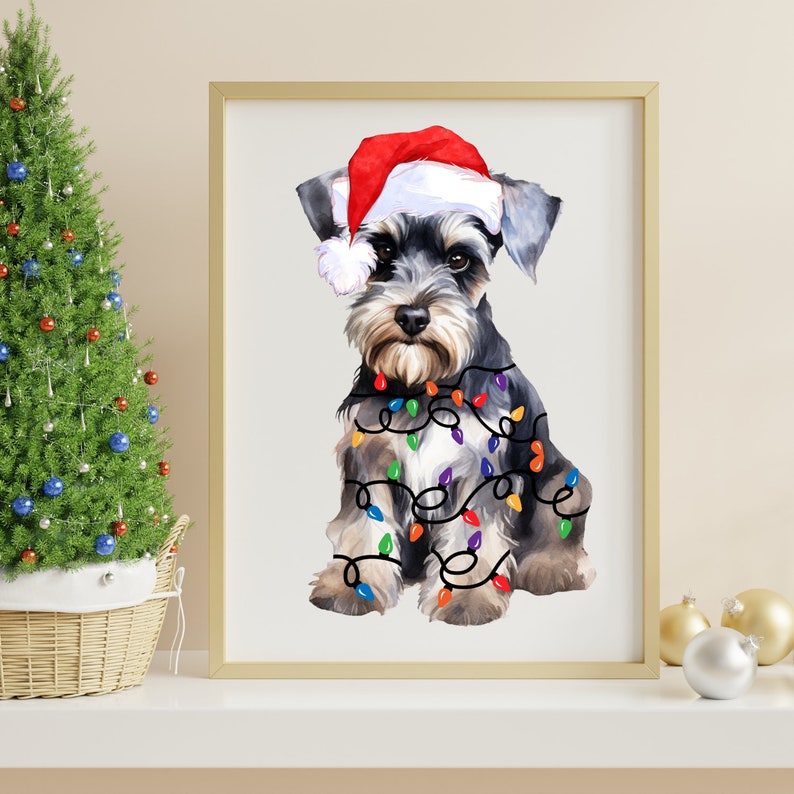 Julminiatyrschnauzer PNG, PNG sublimeringsdesign, juldjur PNG, god jul PNG, digital nedladdning, god jul PNG bild 6