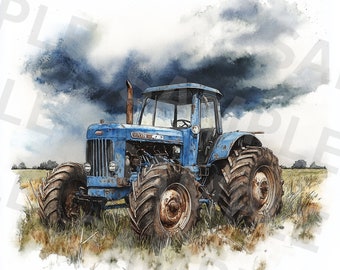 Tractor agrícola de 5 países PNG, Agricultura PNG, Equipo agrícola PNG, Clipart de vida en la granja, Clipart de acuarela imprimible, Descarga instantánea
