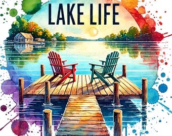 Lake Life Png, Sublimationsdesign, Seehaus Png, See Clipart, Angeln Png, Preppy Png, T-Shirt-Design, digitaler Download, Png-Designs, DTF