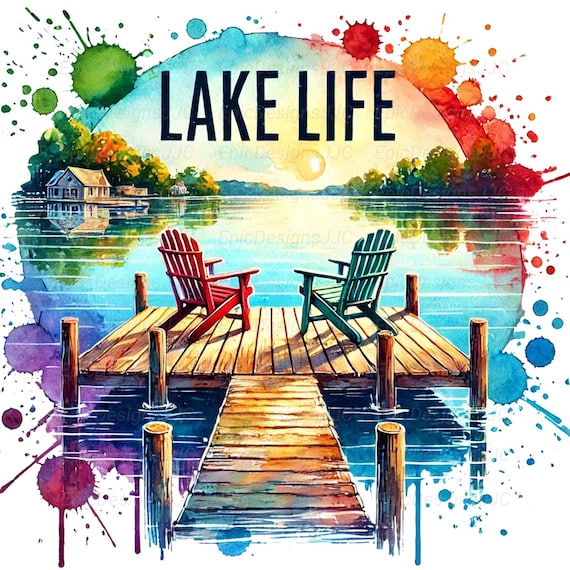 Lake Life Png, Sublimation Design, Lake House Png, Lake Clipart, Fishing Png, Preppy Png, T-Shirt Design, Digital Download, Png Designs, DTF