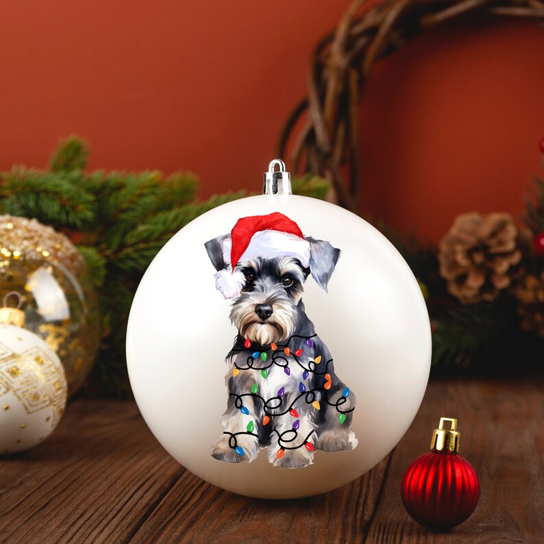 Julminiatyrschnauzer PNG, PNG sublimeringsdesign, juldjur PNG, god jul PNG, digital nedladdning, god jul PNG bild 3
