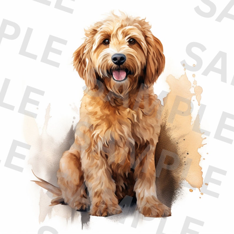Groodle Vector 5 Goldendoodle Clipart, Groodle Printable Watercolor Dog Clipart, High ...
