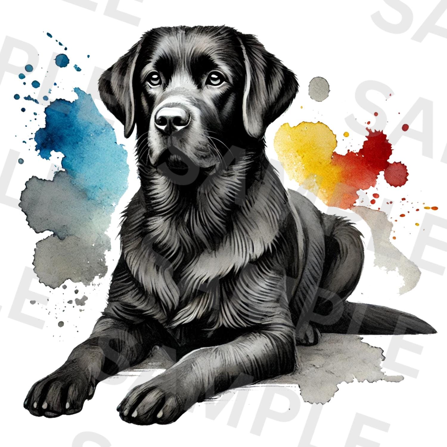 Procreate Lab Dog Black Lab PNG – Realistic Watercolor Dog Clipart, Labrador Retriever ...