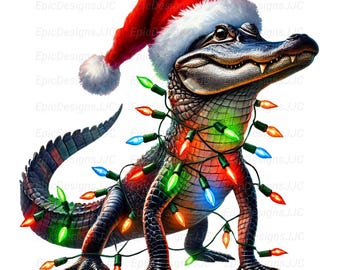 Christmas Alligator PNG, Sublimation Design, Reptile Png, Alligator Clip Art, Animal Clipart, T-Shirt Design, Digital Download, Png Designs