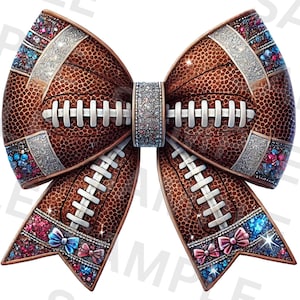 Football Bow PNG – Glitter Coquette Cheer Bow Sublimation for Game Day Shirts, Football Moms, Girls, Cheer Gifts & Digital Downloads